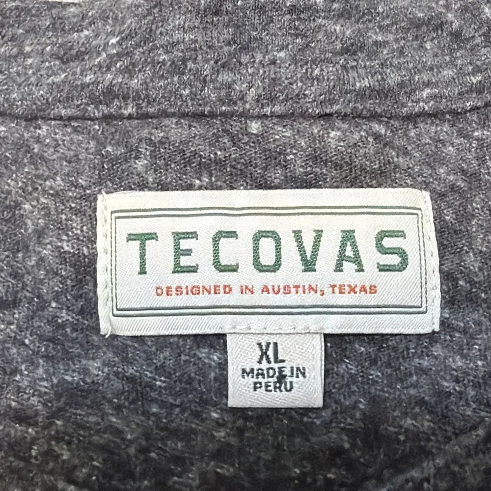 Tecovas Henley Shirt Mens Medium M Charcoal Gray Long Sleeve Heather Western